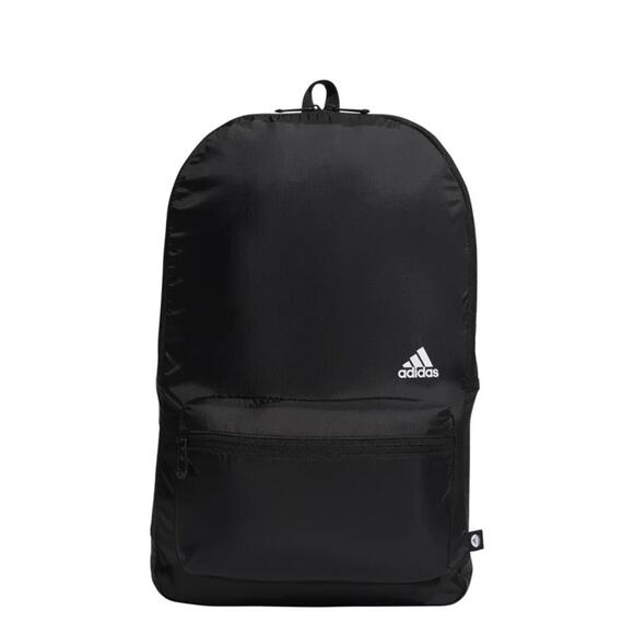 NEW ADIDAS Black White AG Packable Fold Up Backpack Zip Travel Pouch Bag Carryon - Picture 14 of 14